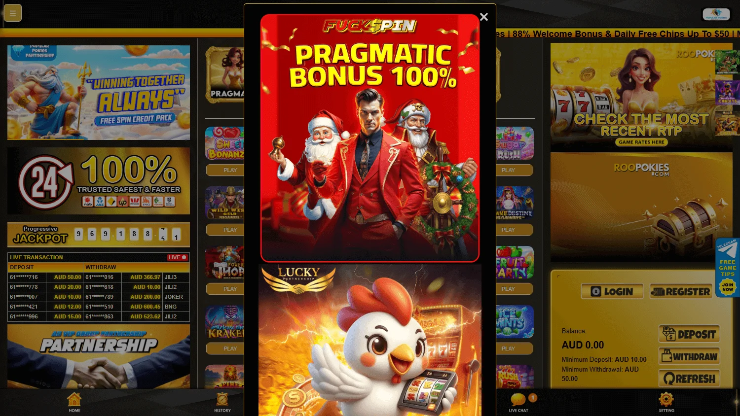 Roopokies Casino desktop home with the welcome offer